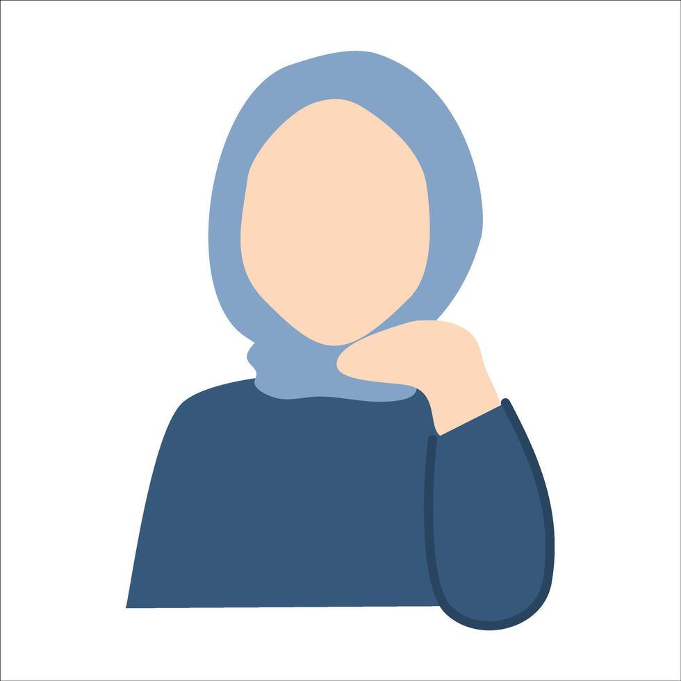 thinking woman with hand gesture vector