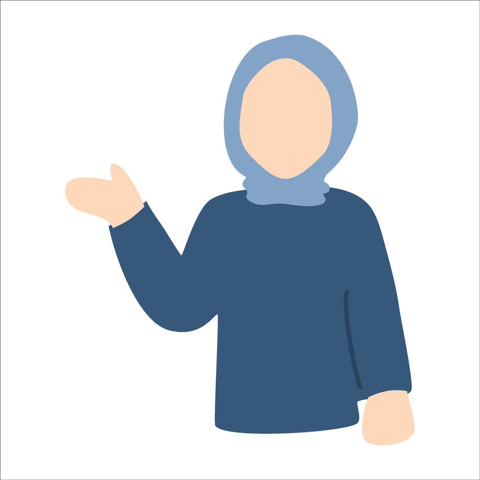 azul hijab niña sin rostro ilustración vector