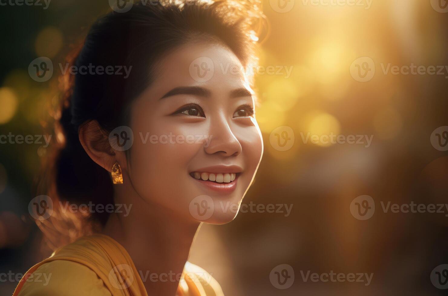 AI generated Luminous smiling Chinese girl portrait. Generate ai photo