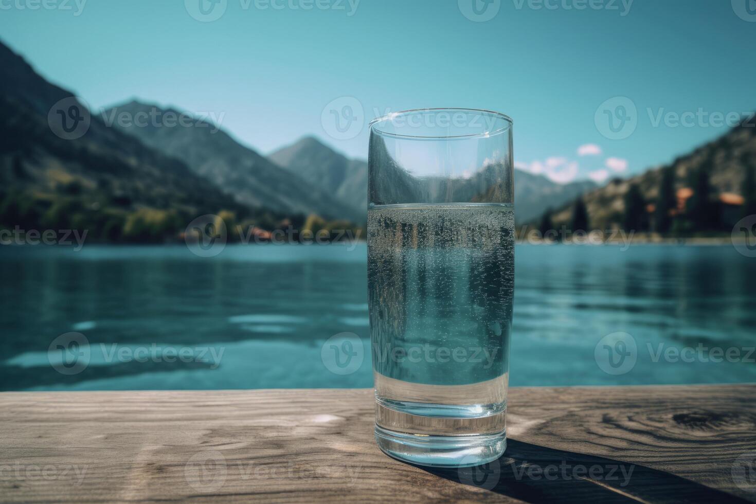 AI generated Glass with pure mineralized mountain water. Generate ai photo