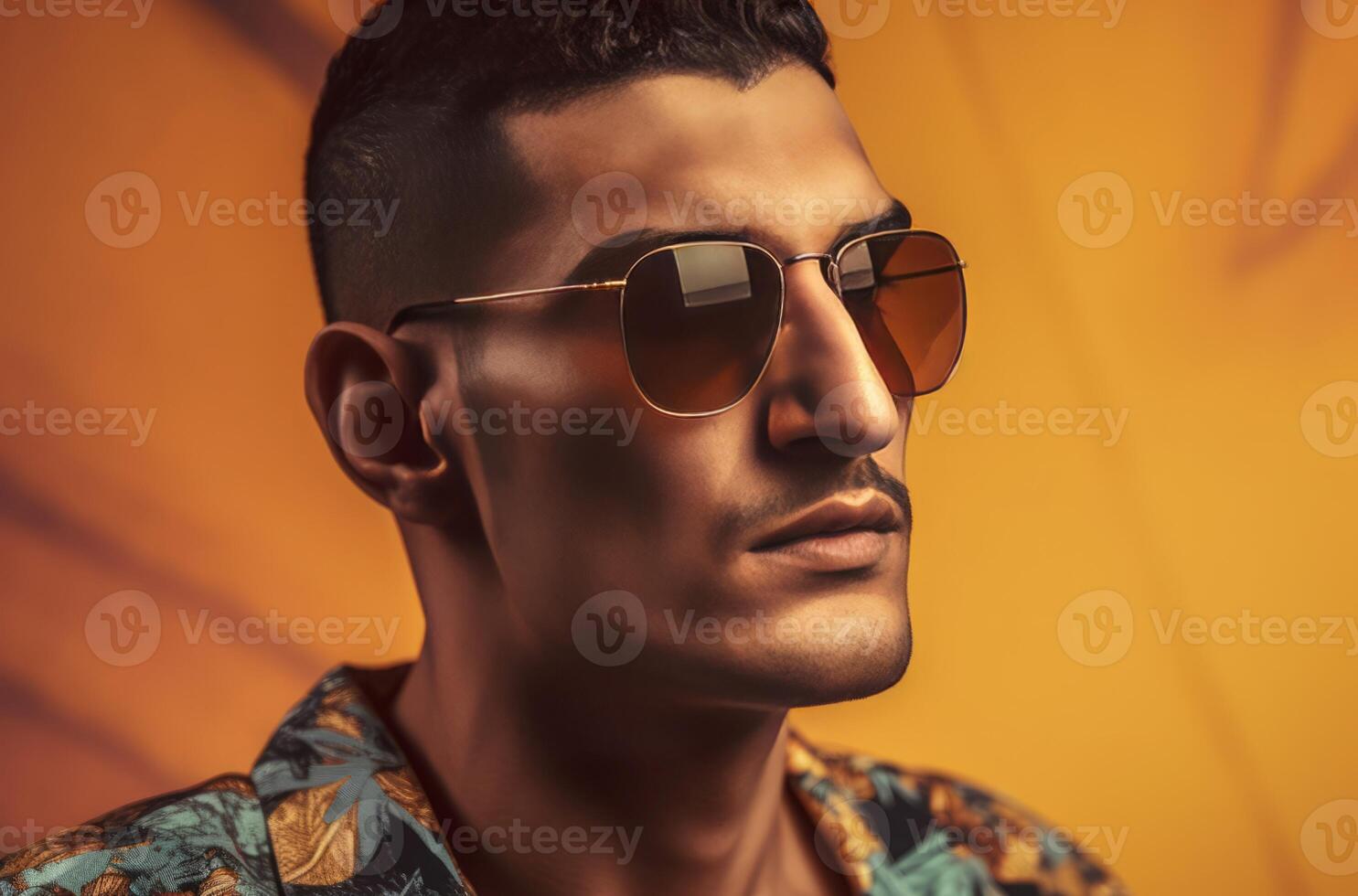 AI generated Oriental male model stylish summer outfit. Generate ai photo