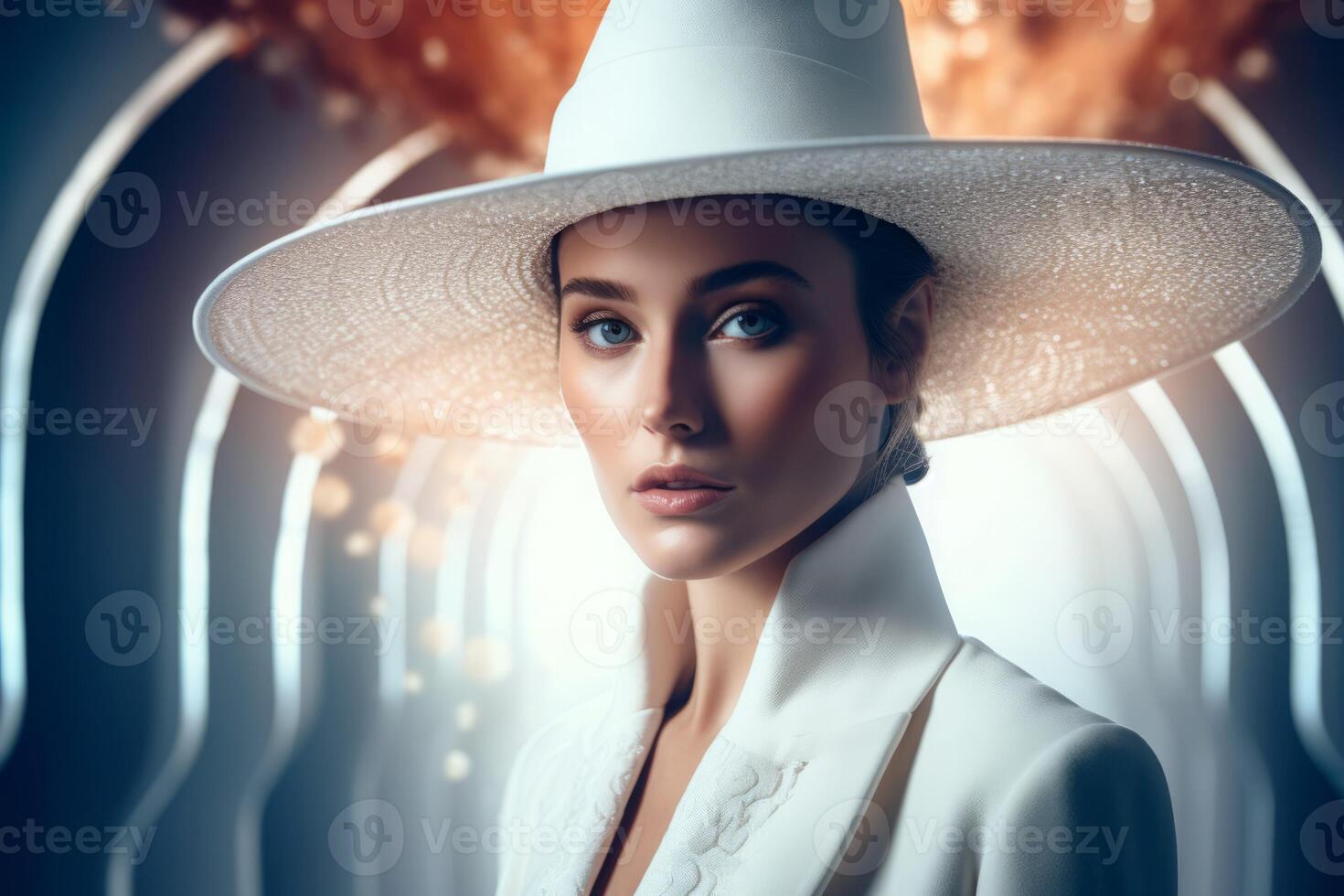 AI generated Fashion portrait model glamorous modish outfit. Generate ai photo
