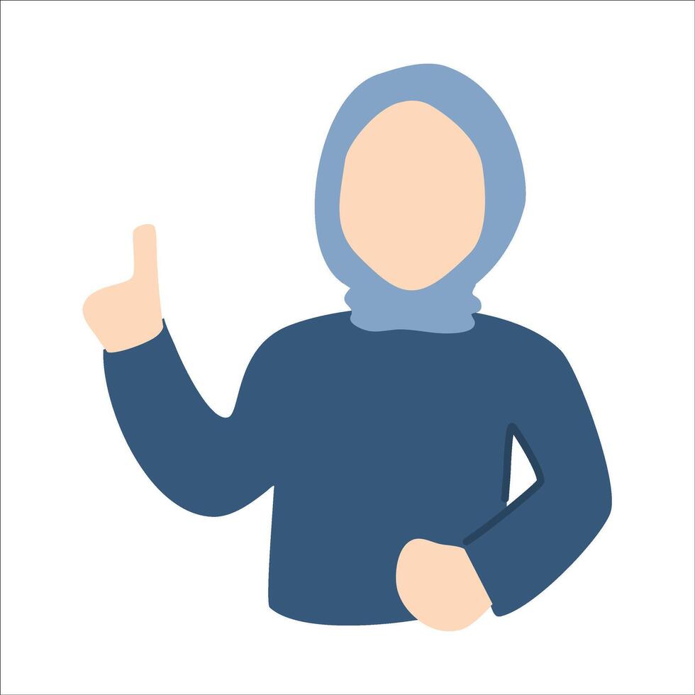 woman pointing finger to side cute illustration vector