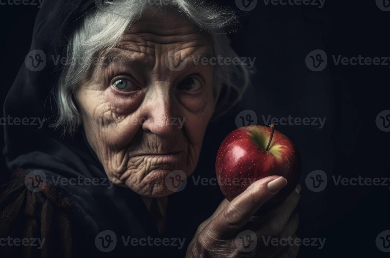 AI generated Old witch apple. Generate AI photo