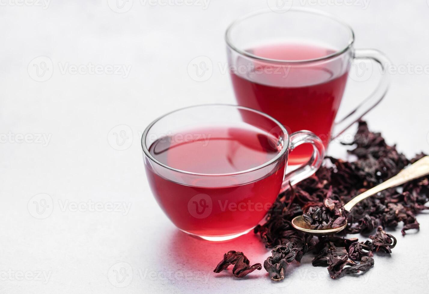 Hibiscus tea in glass mug. photo
