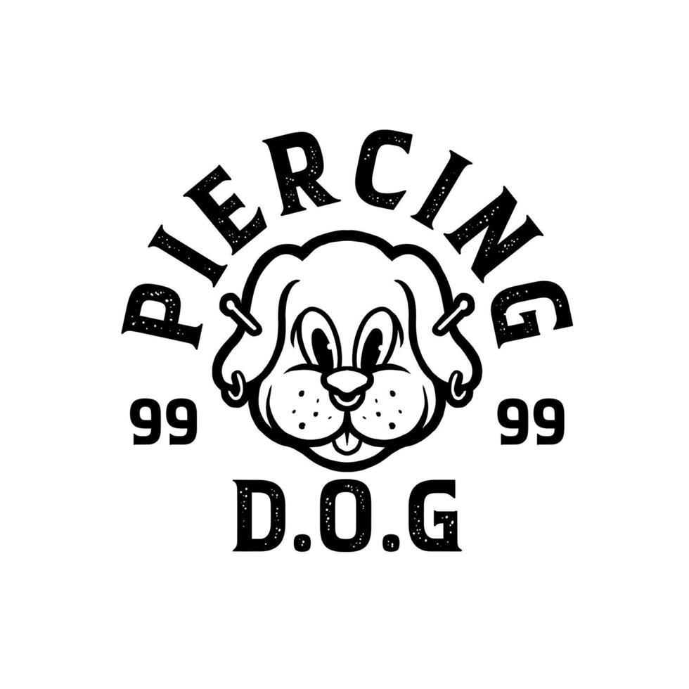 piercing dog hand drawn illustration vector good for logo piercing bussines