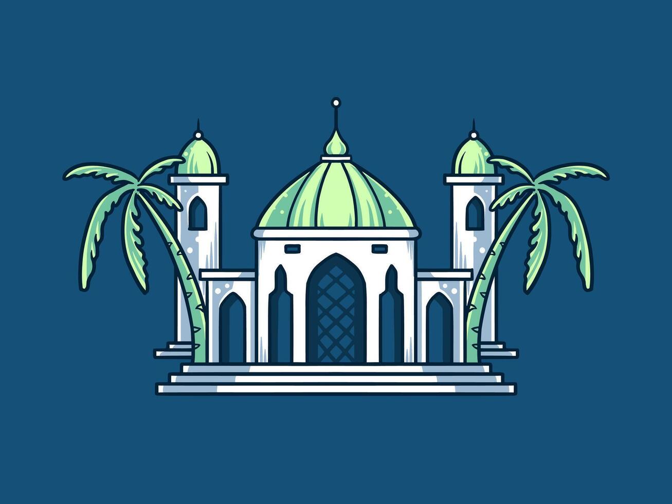 hand drawn illustration mosque ramadhan theme element vector