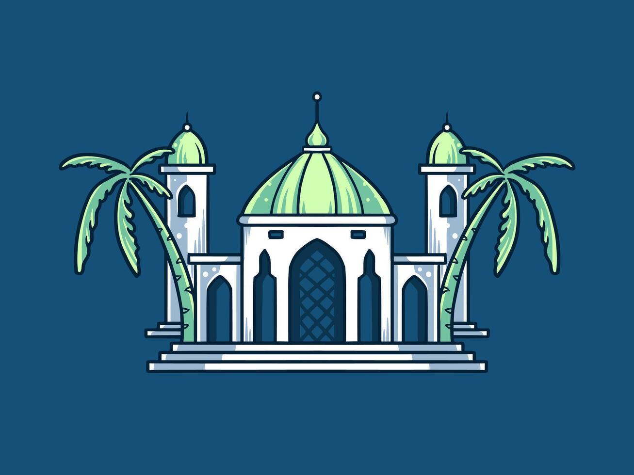 hand drawn illustration mosque ramadhan theme element vector