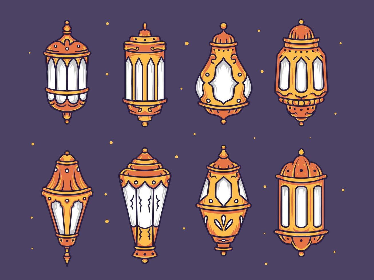 hand drawn ramadhan latern set vector illustration