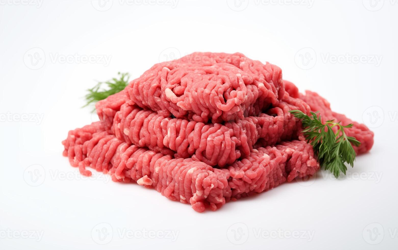 AI generated Fresh minced meat ready for cooking Isolated on White background photo