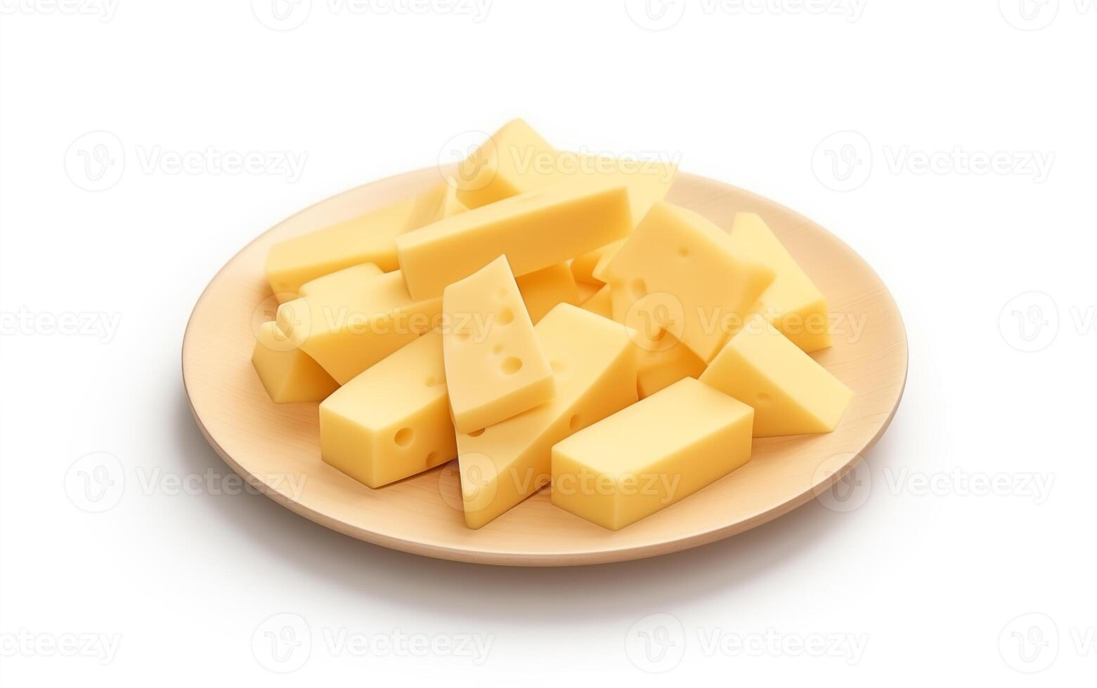 AI generated Tasty cheese pieces Isolated on White background photo