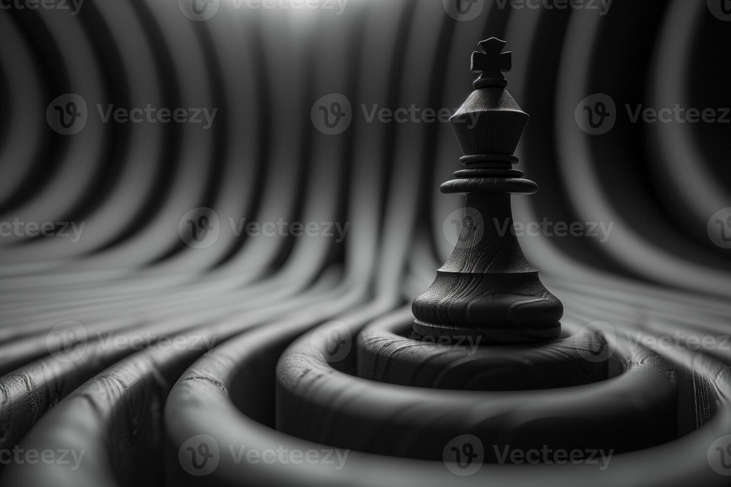 AI generated Black and white chess figures board posing in the front photo