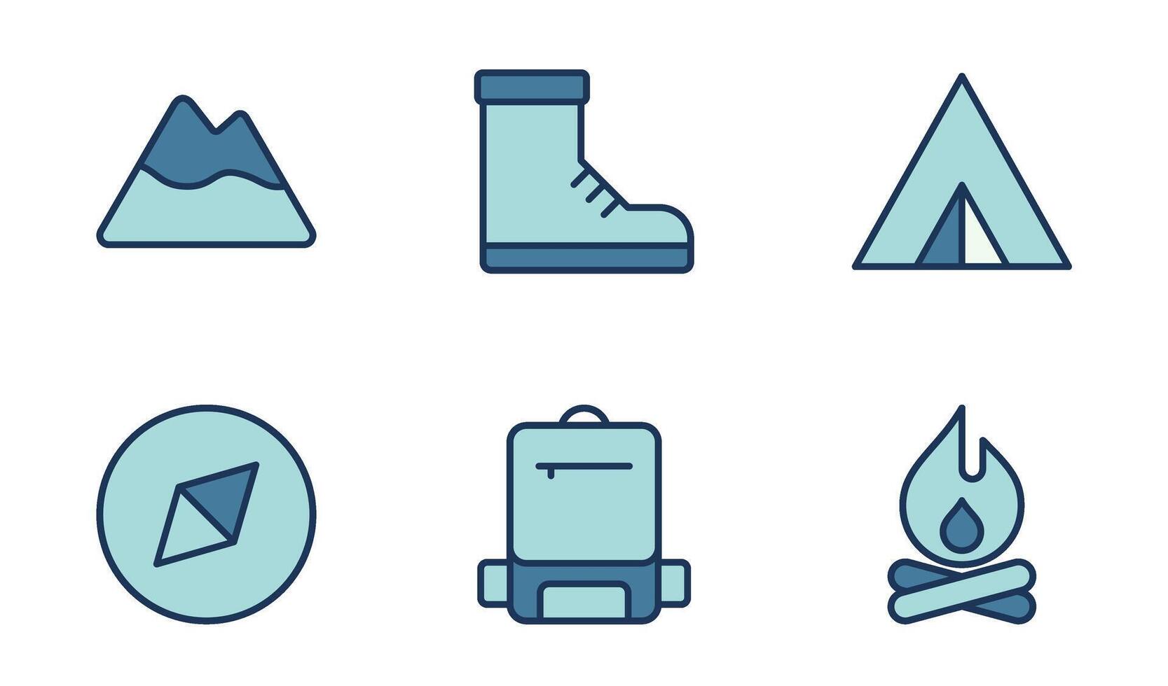 Mountain Hiking icon symbol vector template collection