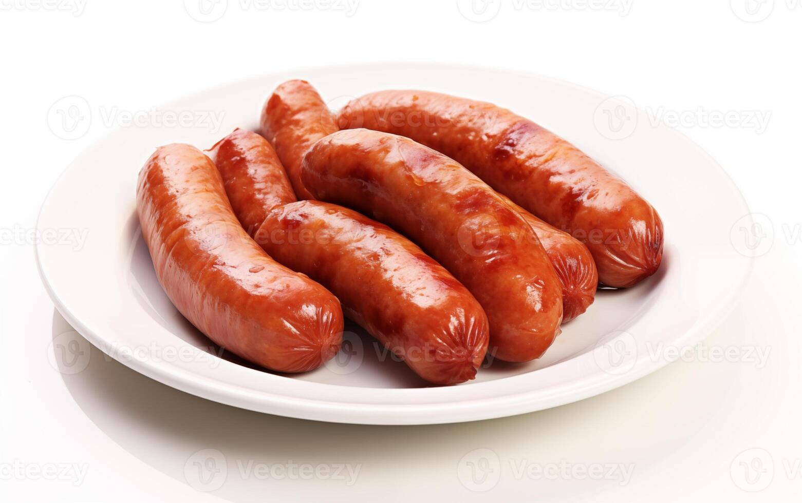 AI generated Tasty goodness sausages Isolated on White background photo