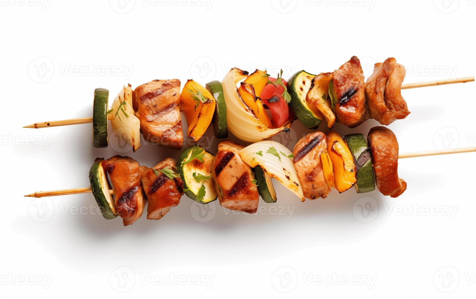 AI generated Tasty fried grilled kebab Isolated on White background photo