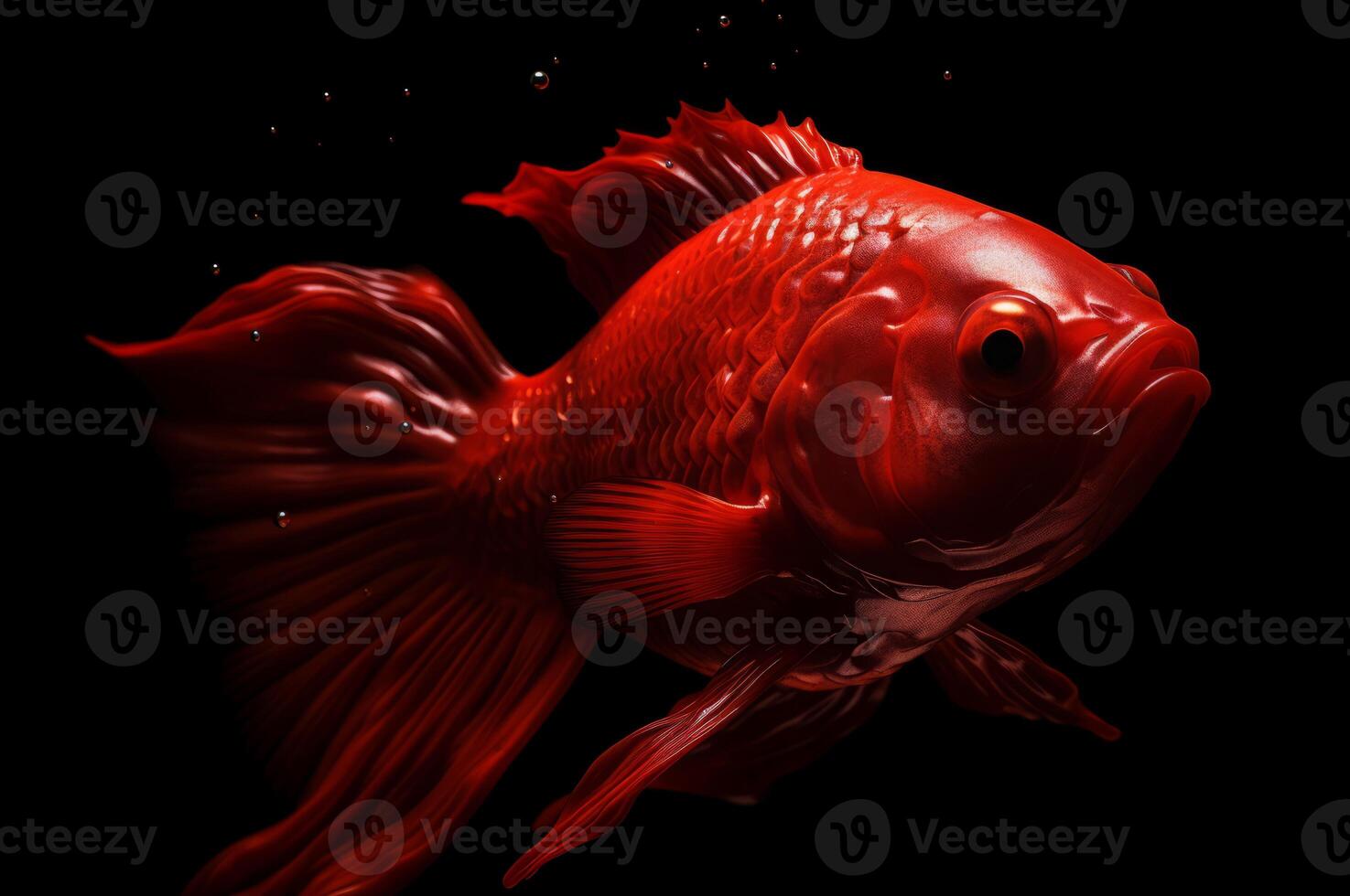 AI generated Scarlet vivid fish wallpaper with black backdrop. Generate ai photo