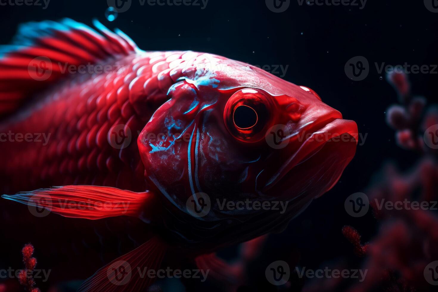 ai generado rojo pescado fondo de pantalla con oscuro antecedentes. generar ai foto