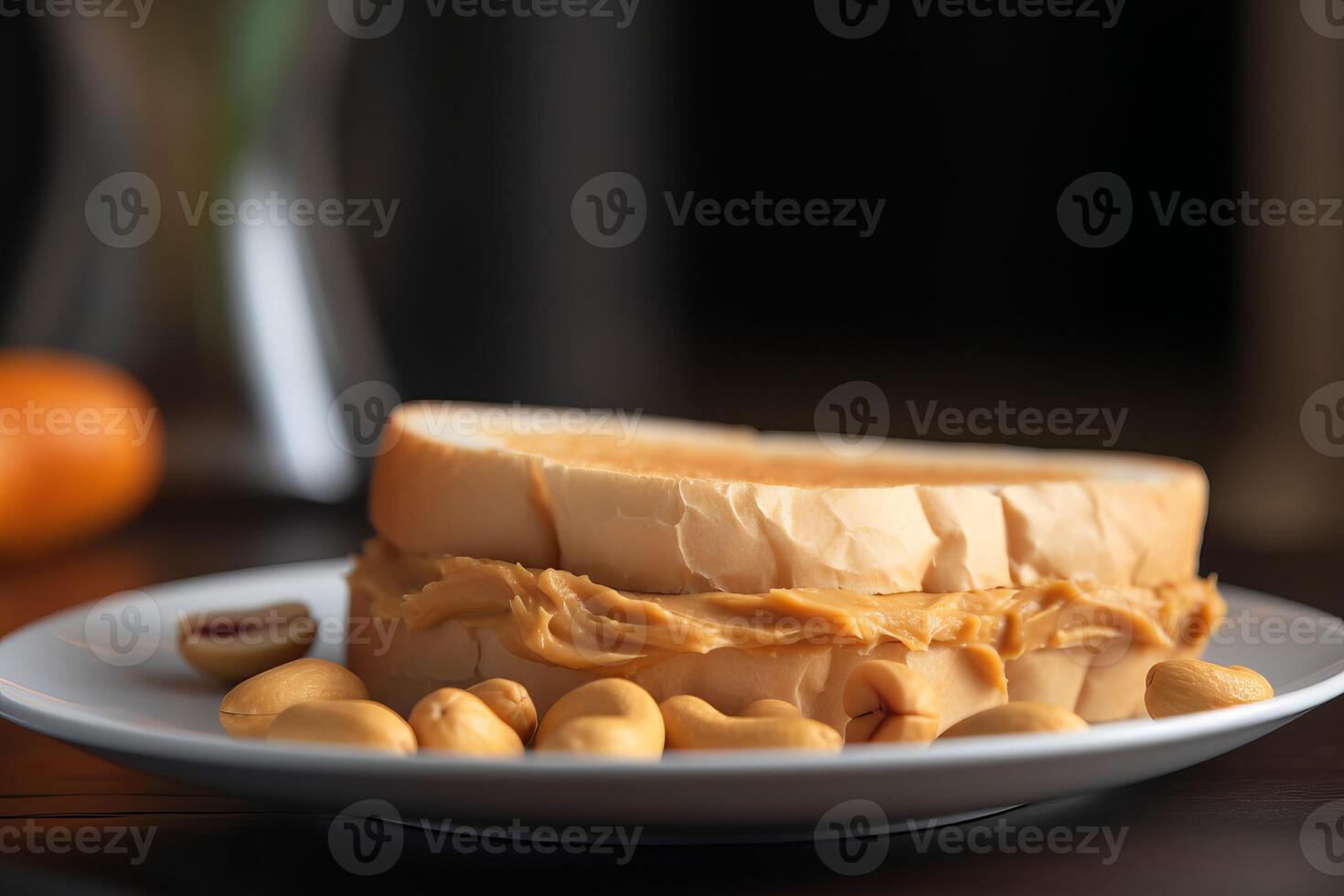 AI generated Peanut protein butter toast. Generate ai photo