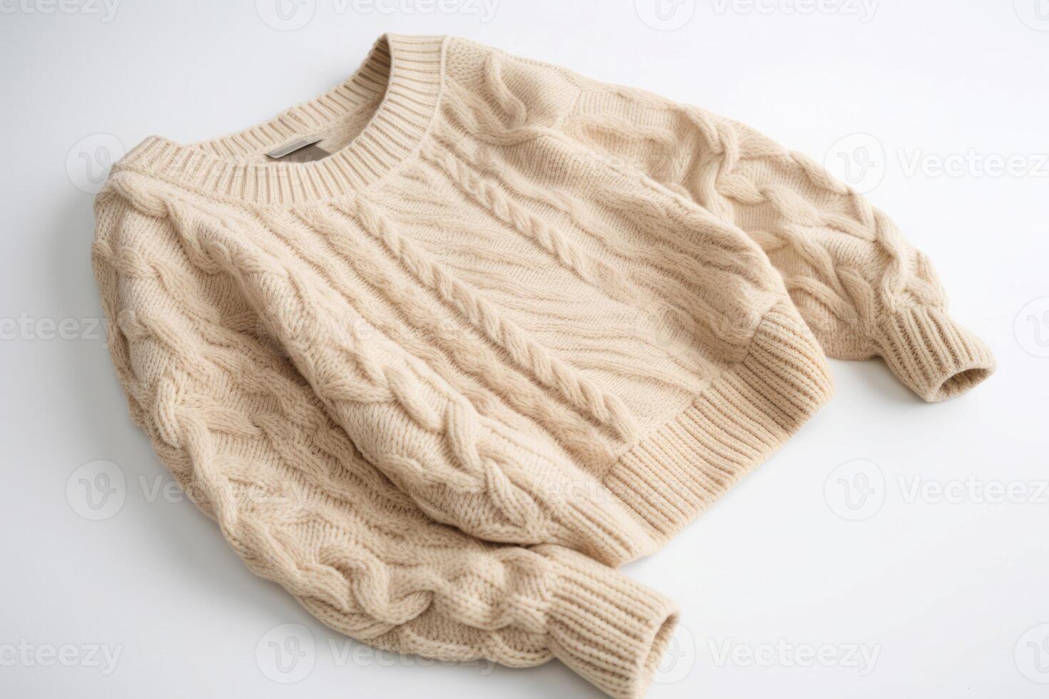 AI generated White wool sweater. Generate AI photo