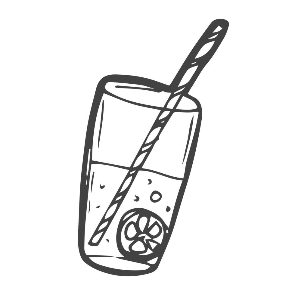 Cocktail. Hand drawn vector illustration. Line art style isolated isolated on white background.
