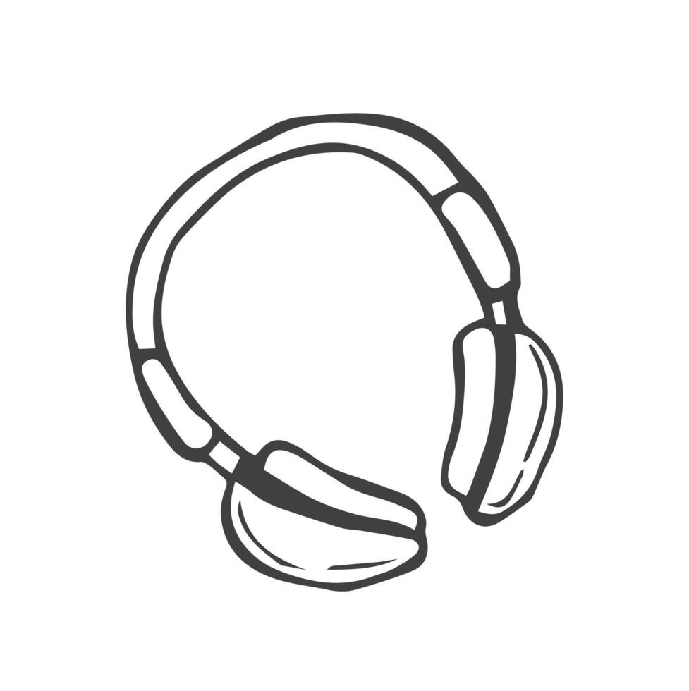 Headset Audio icon in doodle sketch lines. Icon head phones vector