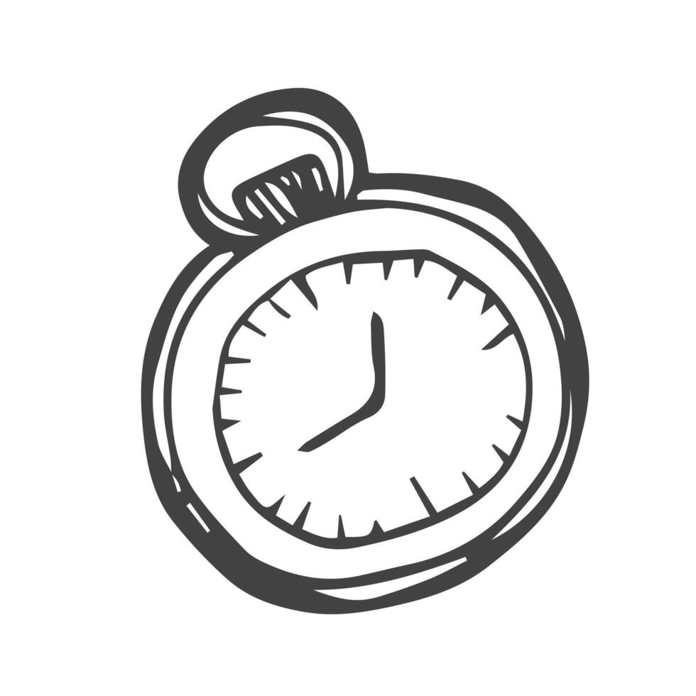 símbolo de temporizador de cronómetro dibujado a mano, concepto de logotipo de tiempo rápido. cronómetro concepto de velocidad de entrega rápida, servicios urgentes y urgentes. fecha límite y garabato de retraso. vector