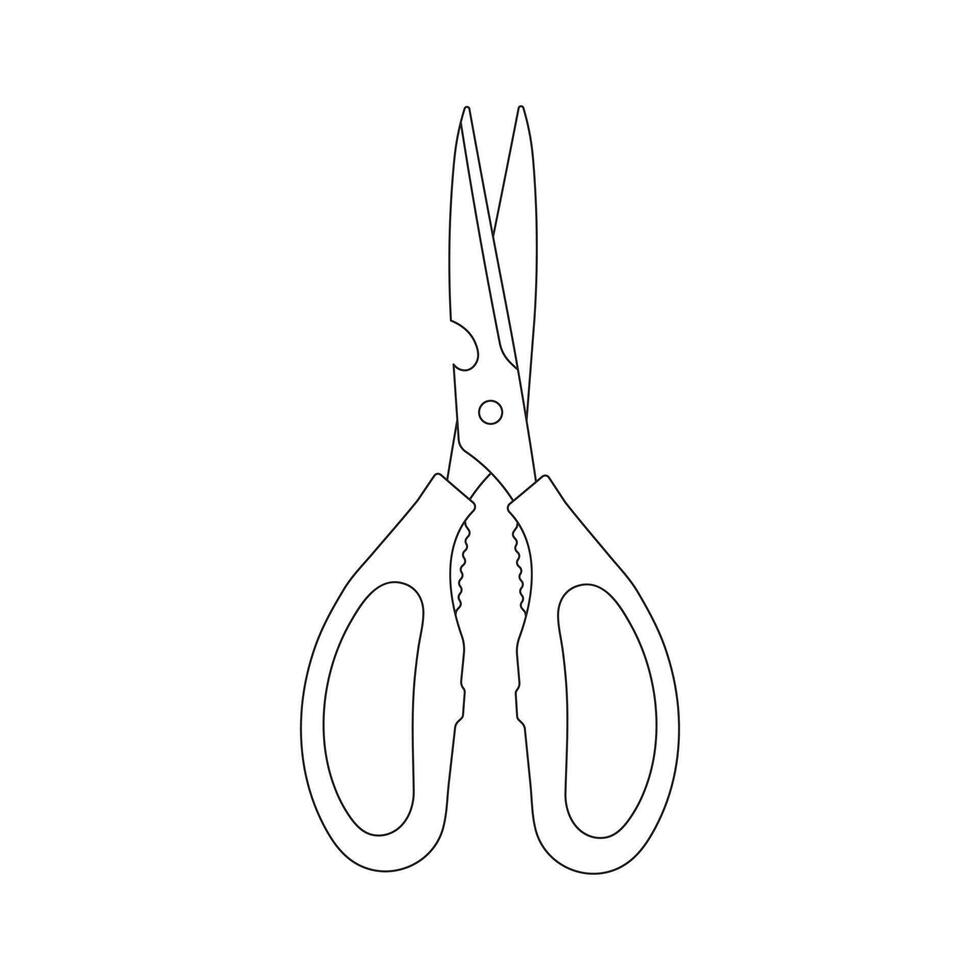 Hand drawn Kids drawing Cartoon Vector illustration multipurpose kitchen scissors Isolated in doodle style