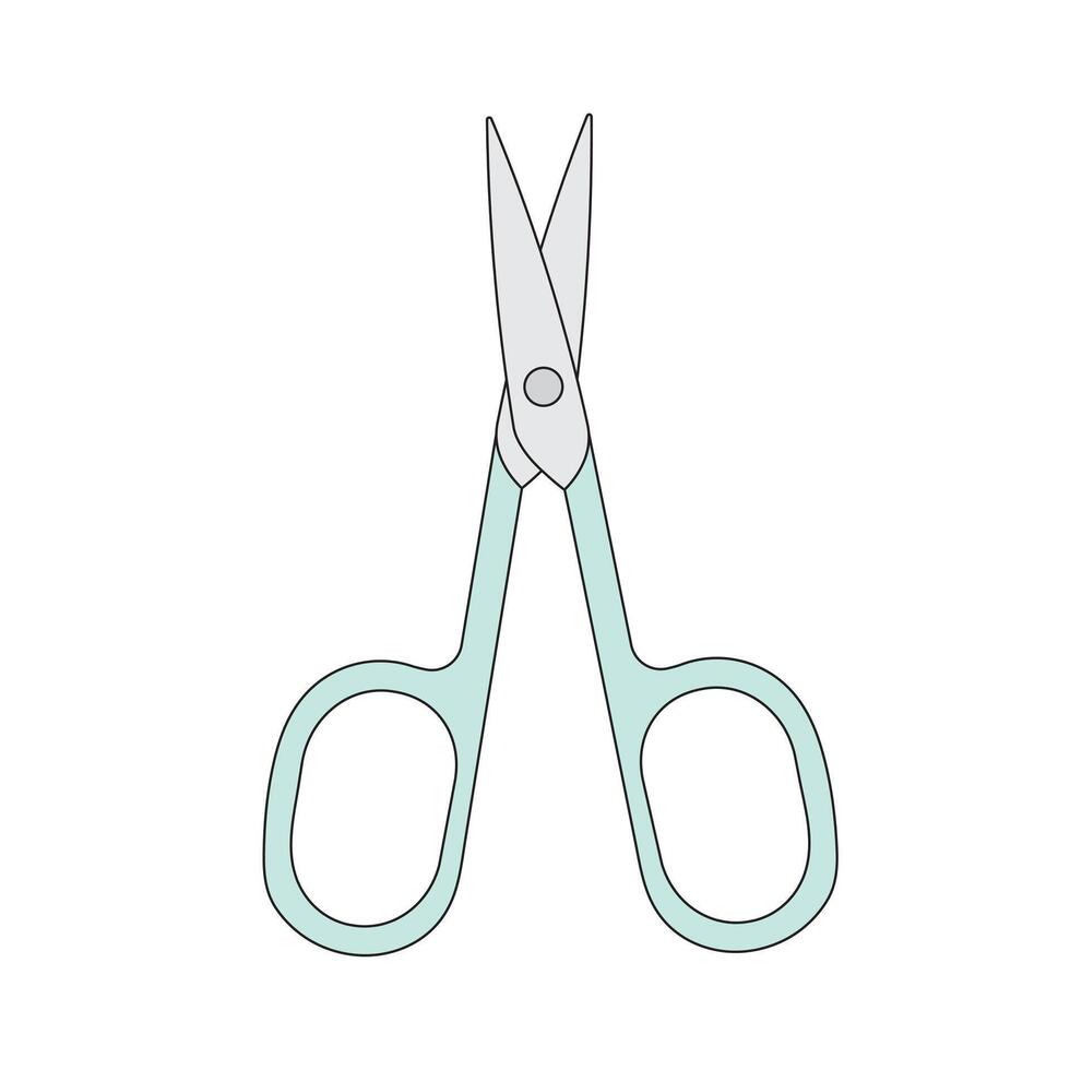 Kids drawing Cartoon Vector illustration nail scissors Isolated in doodle style