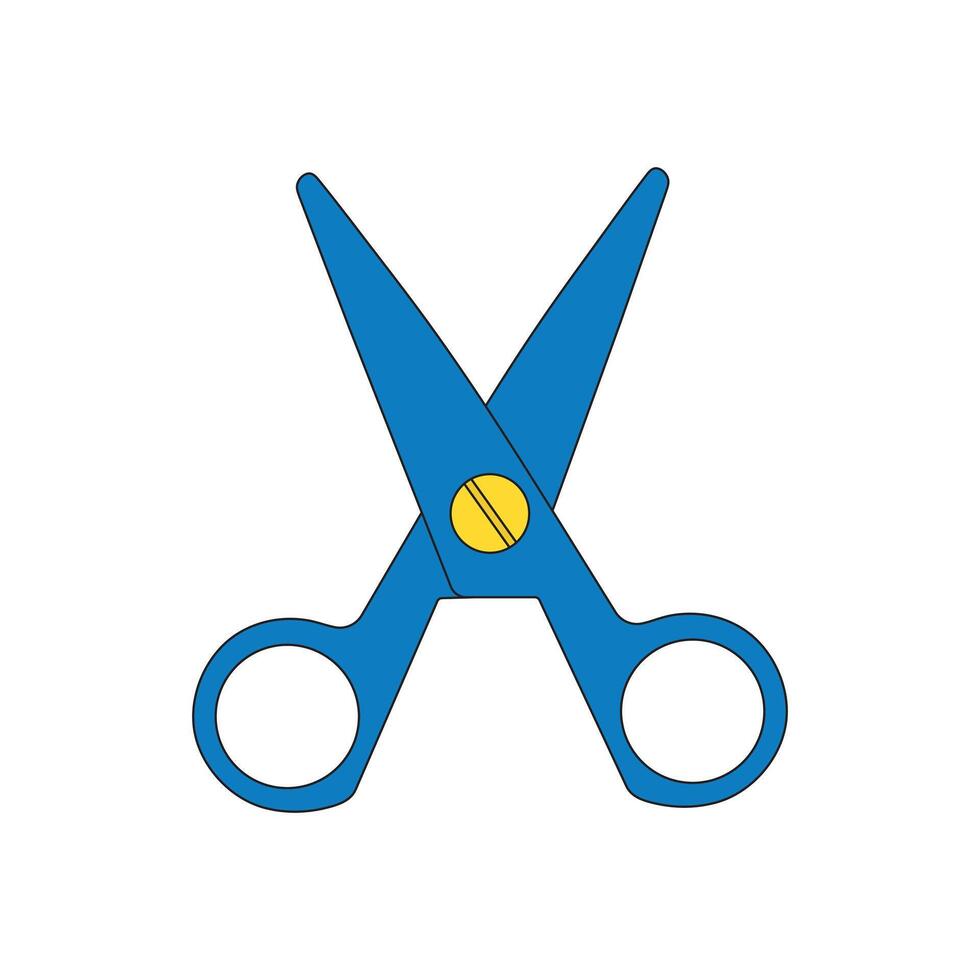 Kids drawing Cartoon Vector illustration safety scissors Isolated in doodle style