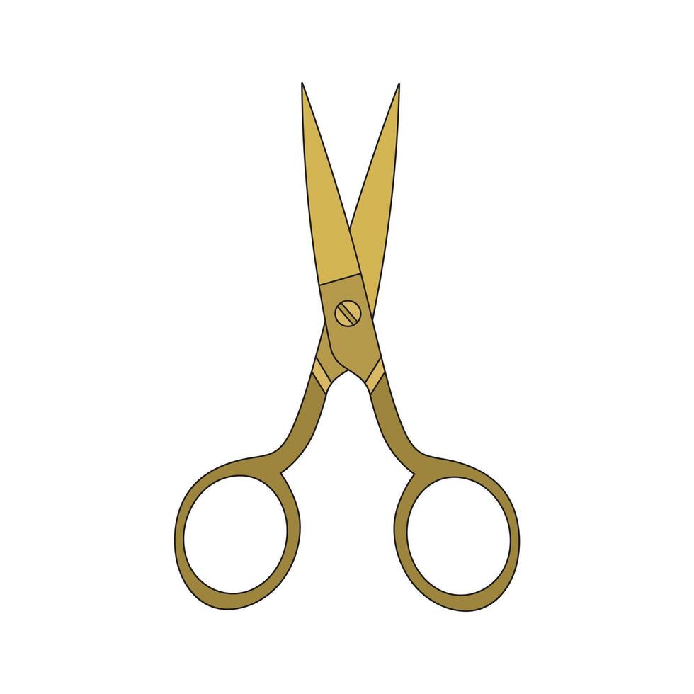 Kids drawing Cartoon Vector illustration embroidery scissors Isolated in doodle style