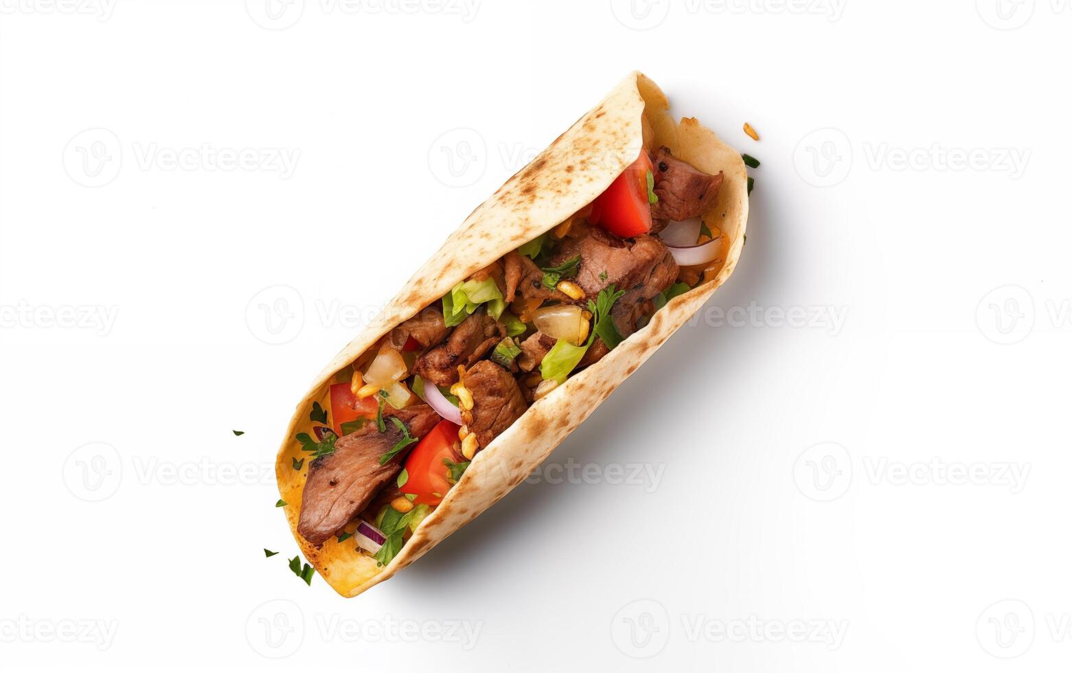 AI generated Tasty fried grilled kebab Isolated on White background photo