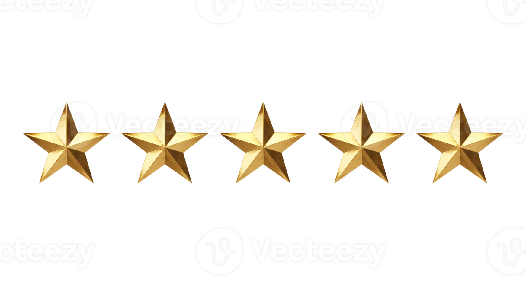AI generated Five star rating cut out. Golden rating stars on transparent background png