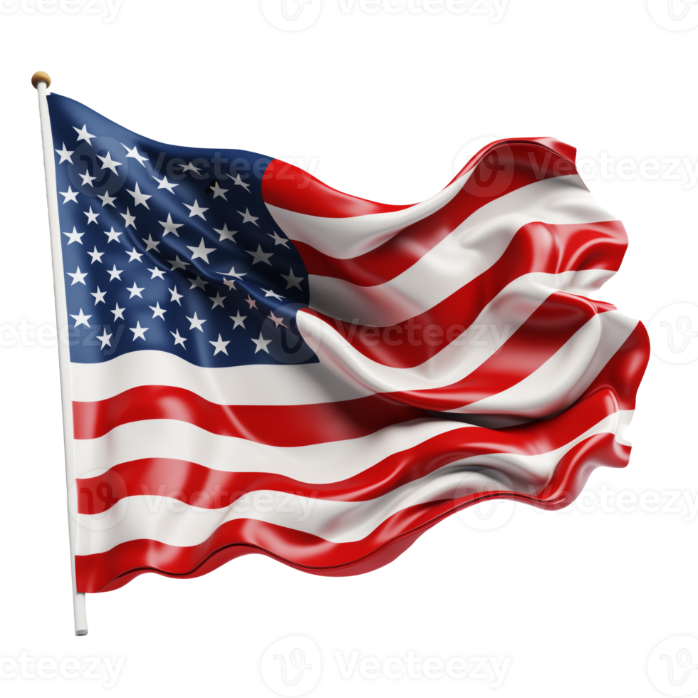 AI generated Waving American flag. US flag cut out. American flag on transparent background png