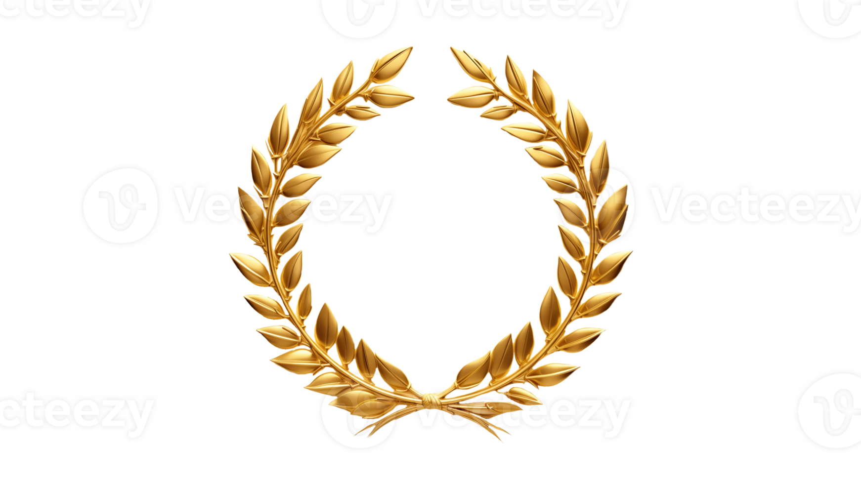 AI generated Golden laurel wreath. Winner wreath cut out. Golden laurel award on transparent background png