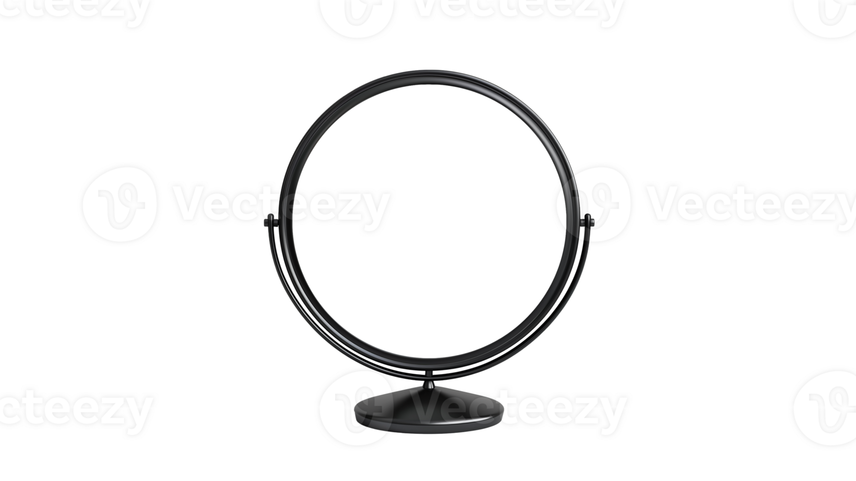 AI generated Round mirror cutout. Black mirror on transparent background png