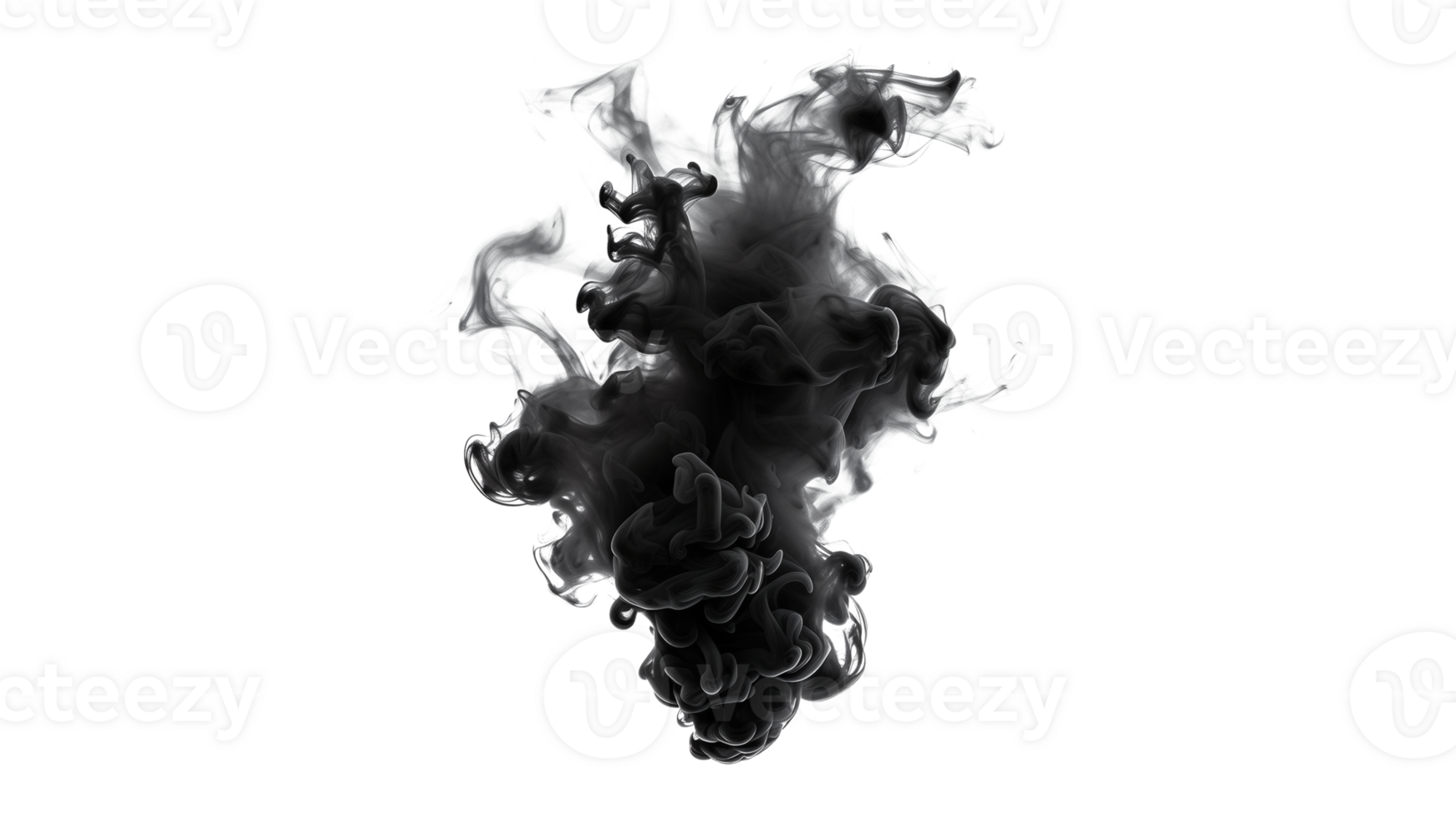 AI generated Black smoke cut out. Dark steam on transparent background. Cutout smoke png