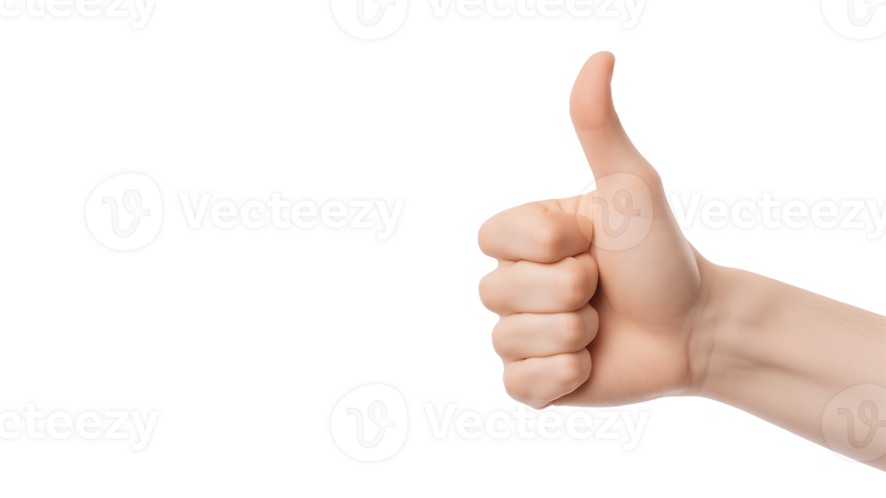 AI generated Thumb up cutout. Realistic hand with thumb up on transparent background png