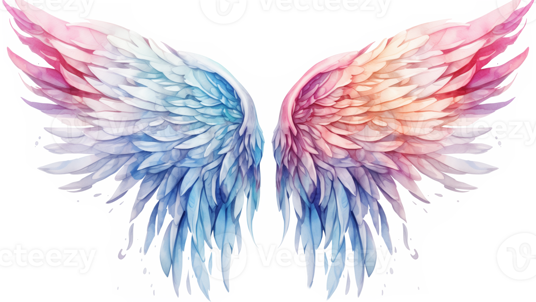 AI generated Colorful angel wings in watercolor. Angel wing in watercolor style png