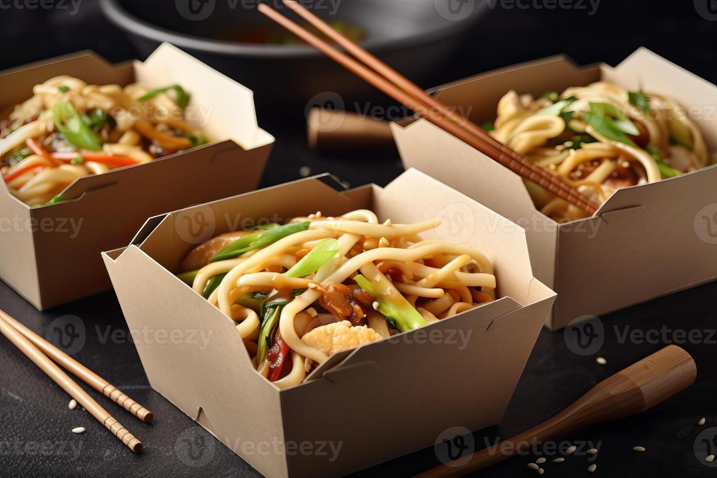 AI generated Asian noodle dish. Generate AI photo