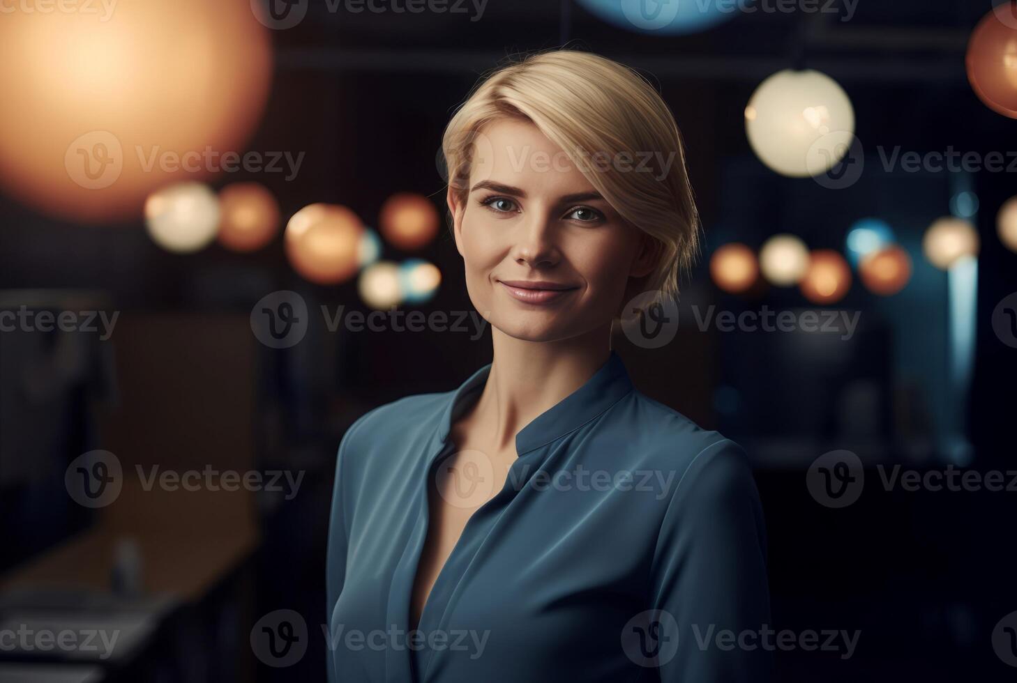 AI generated Stylish blonde businesswoman office director. Generate ai photo