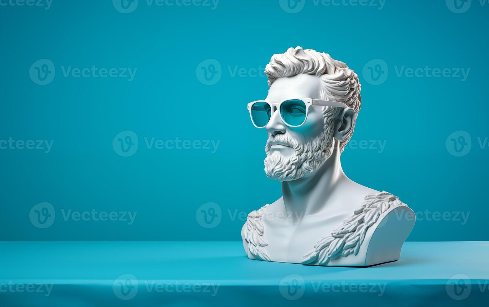 AI generated Marble statue in color glasses torso on a stand photo