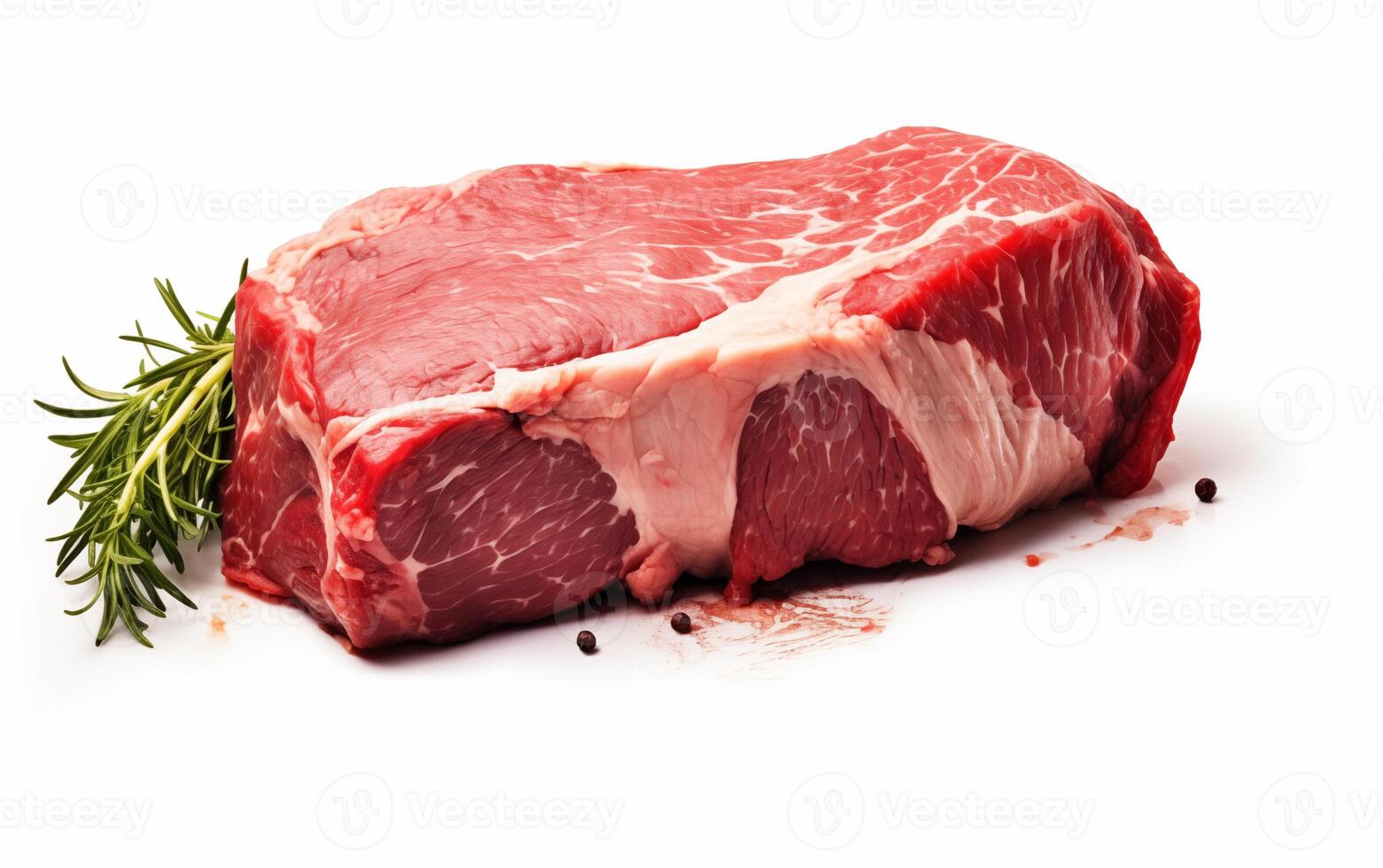 AI generated Meat cow ready with vegetable for cooking Isolated on White background photo