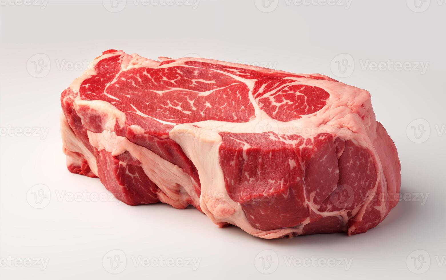 AI generated Meat cow ready with vegetable for cooking Isolated on White background photo