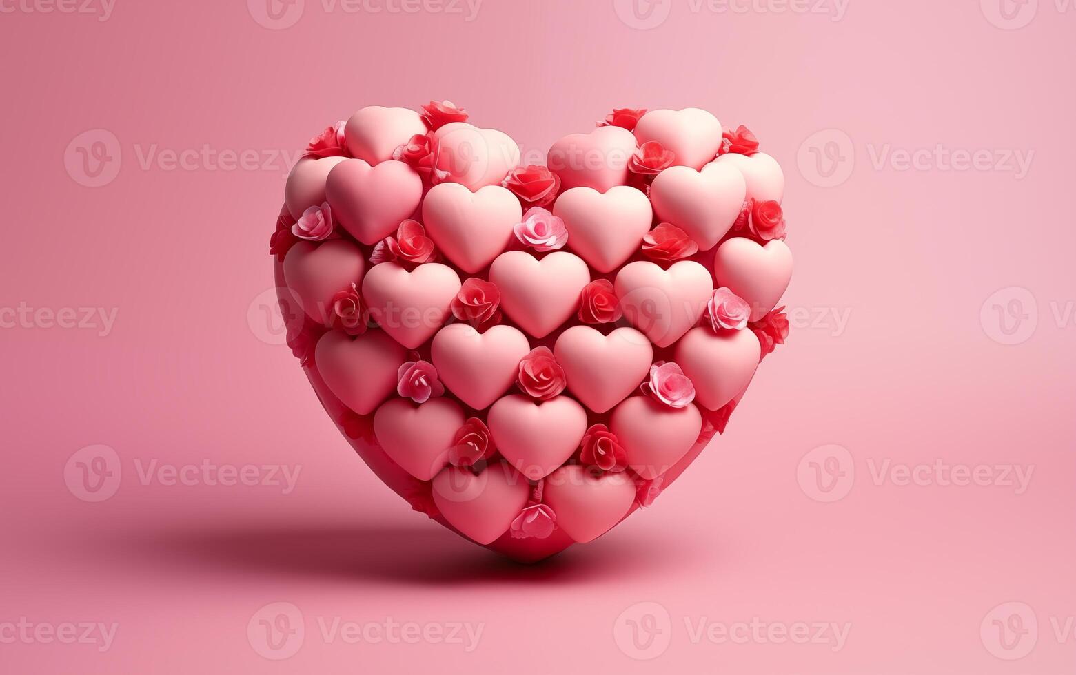 AI generated Hearts and balls for Valentine's Day on an isolated white background photo