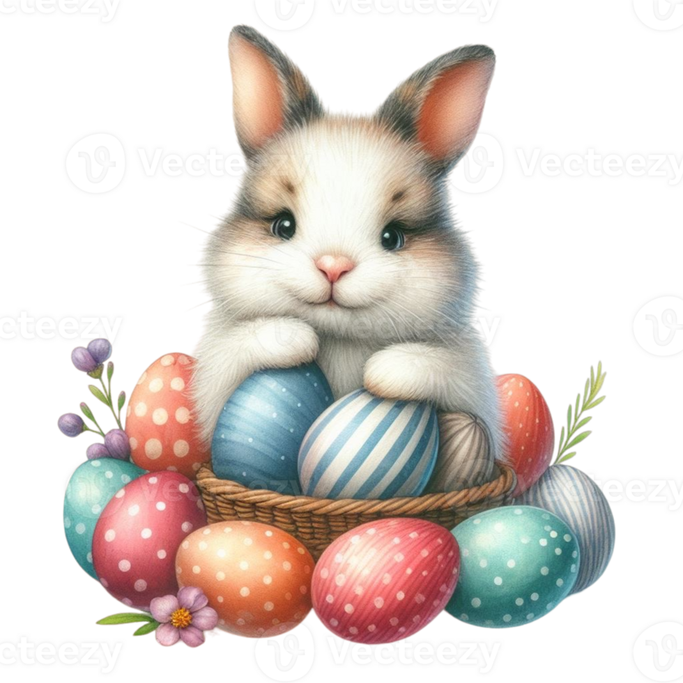 AI generated easter bunny with basket png