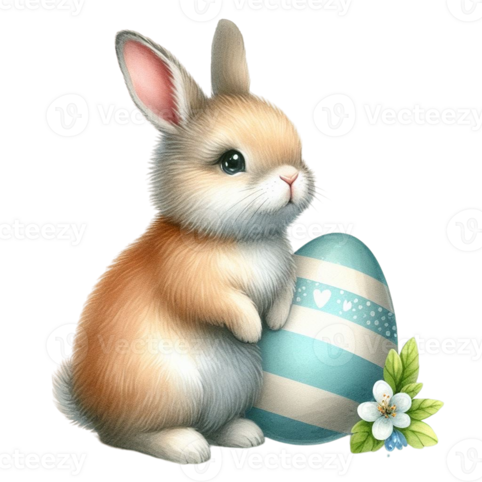 ai gegenereerd schattig konijn zittend Aan Pasen eieren png