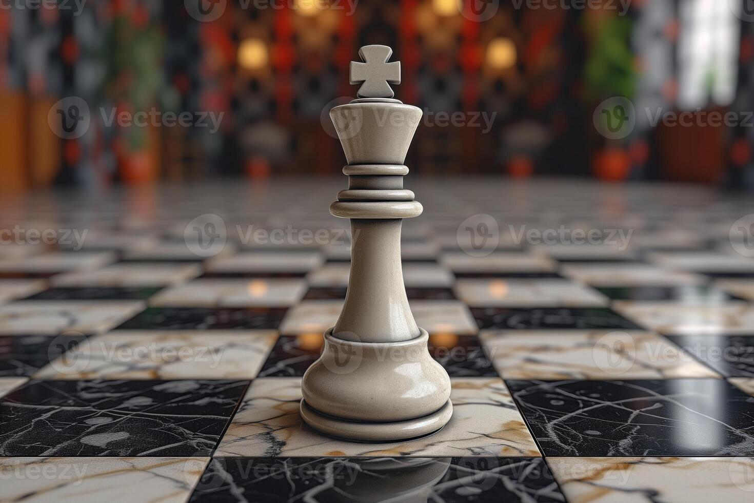 AI generated Black and white chess figures board posing in the front photo