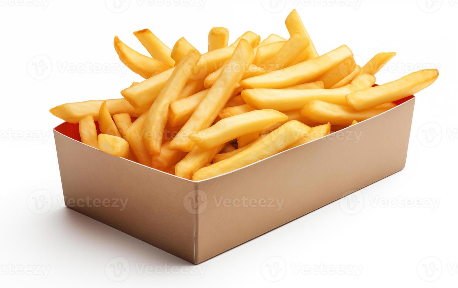 ai generado francés papas fritas crujiente aislado en blanco antecedentes foto