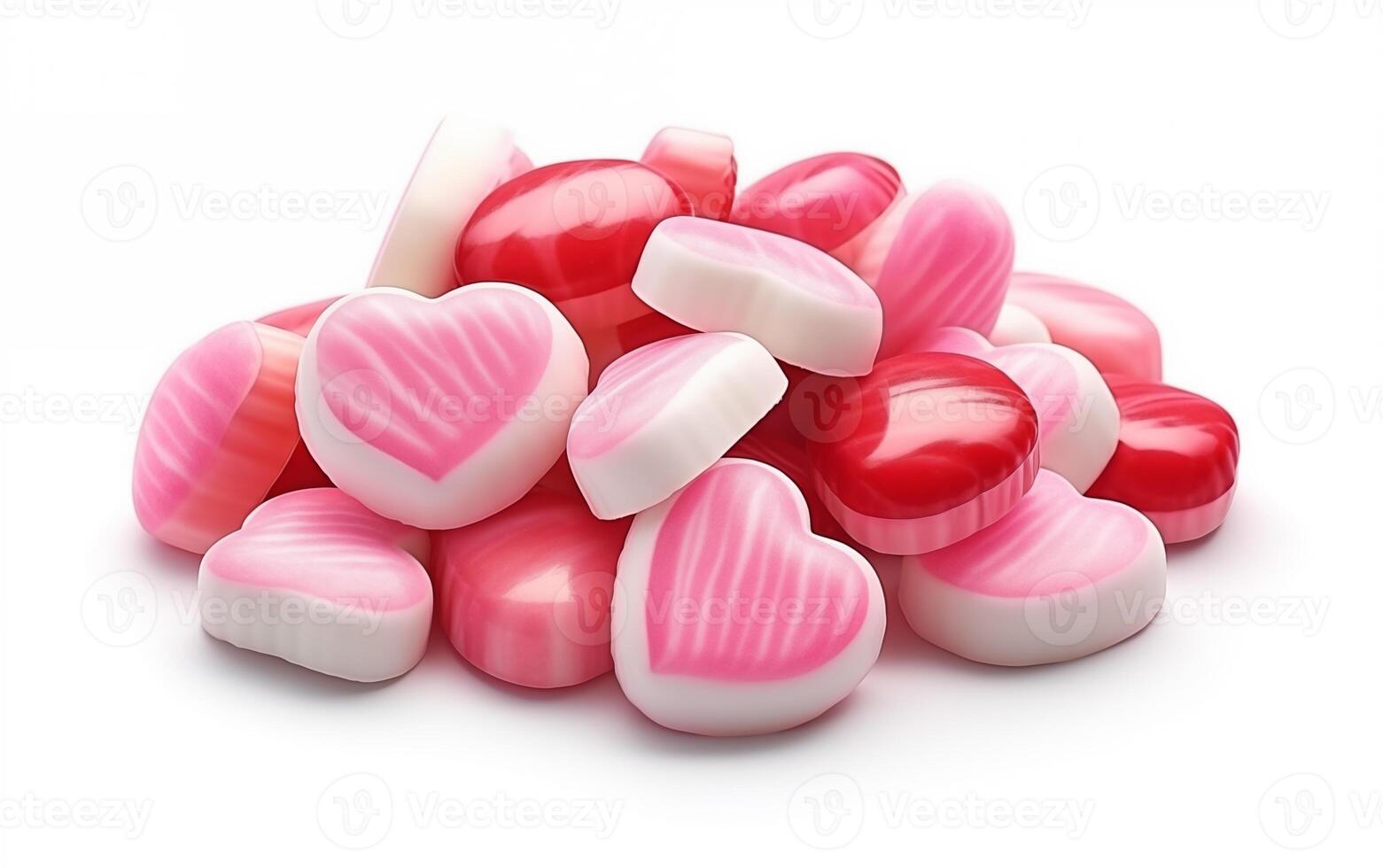 AI generated Valentine's Day hearts candy Isolated on White background photo