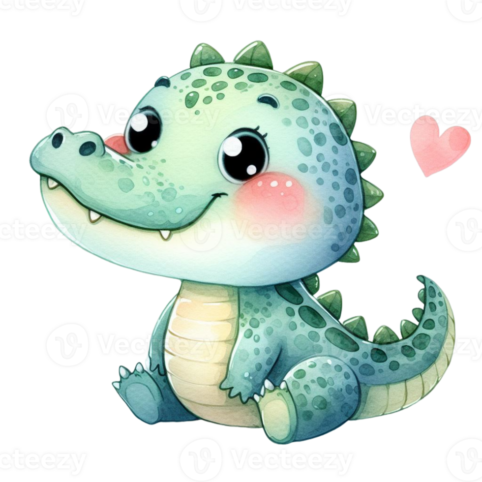 AI generated cute cartoon alligator png